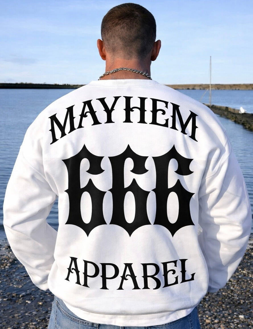 MAYHEM APPAREL 666 WHITE SWEATER