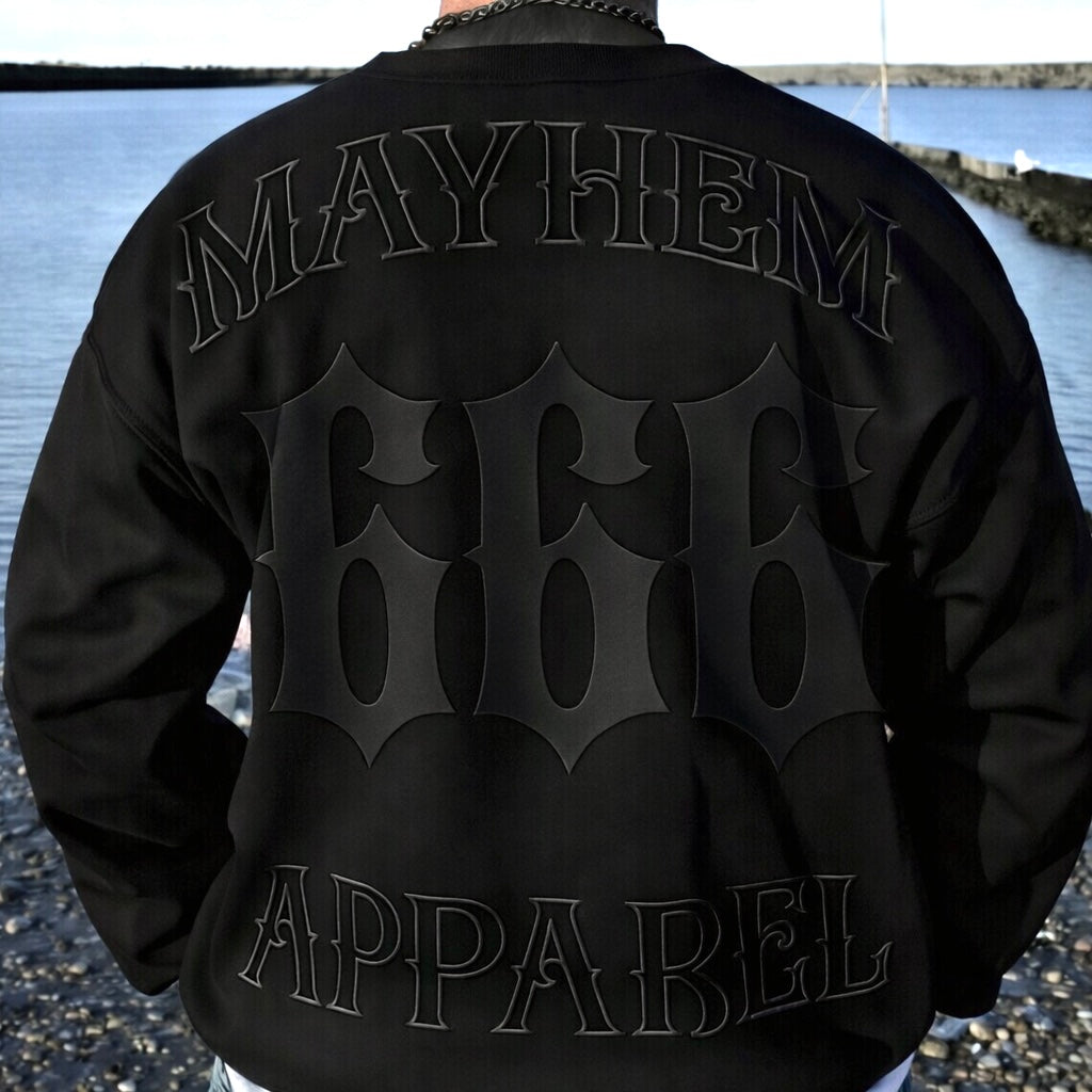 MAYHEM APPAREL 666 BLACK ON BLACK SWEATER