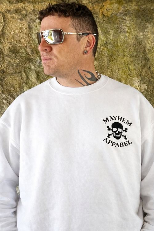 MAYHEM APPAREL 666 WHITE SWEATER